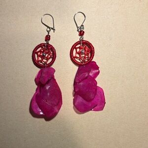 Elegant Pink Dreamcatcher Earrings